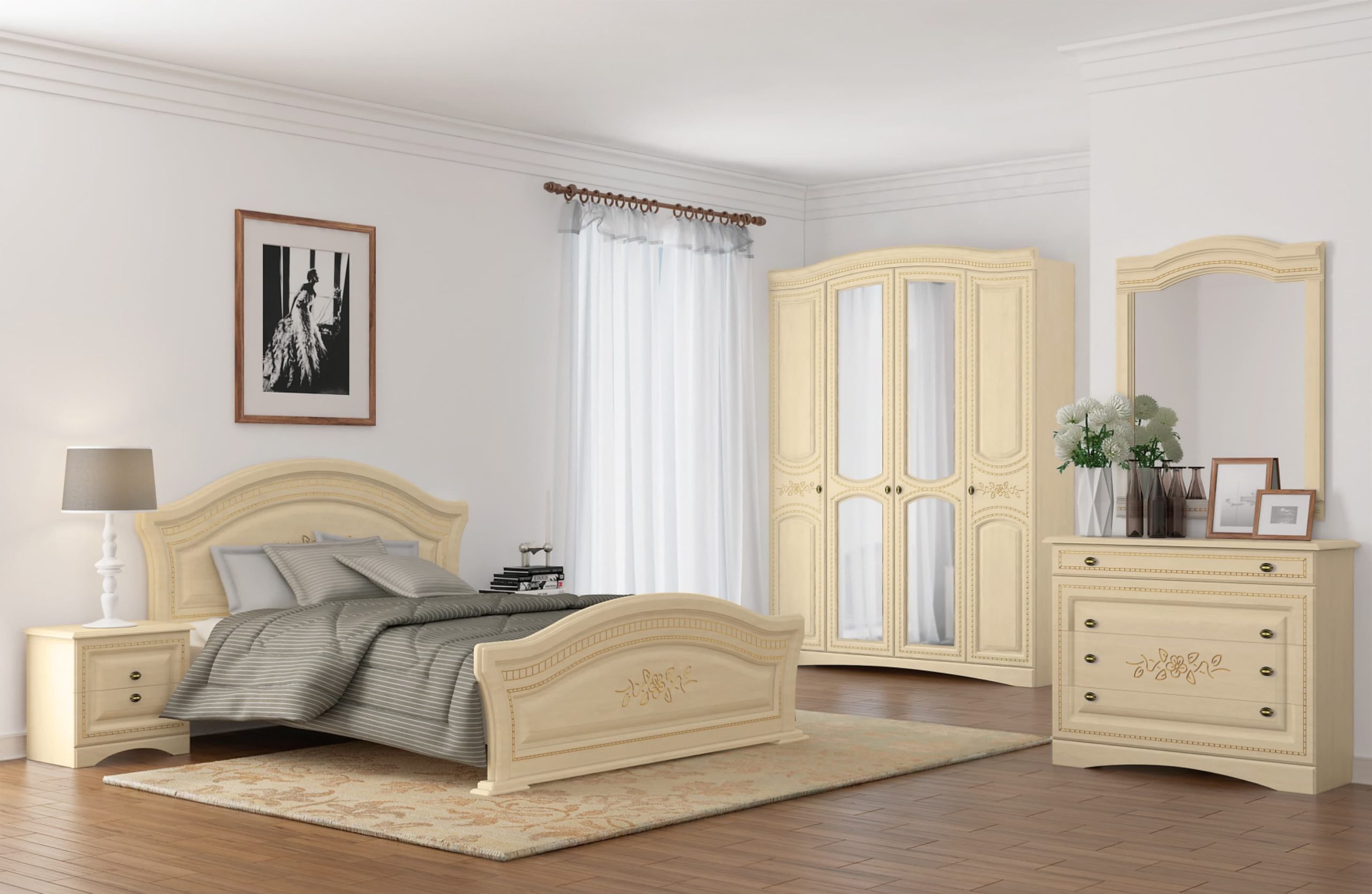 dormitor-venera-lux-mesteacan Dormitor Venera Lux MDF, Mesteacan - imagine 1