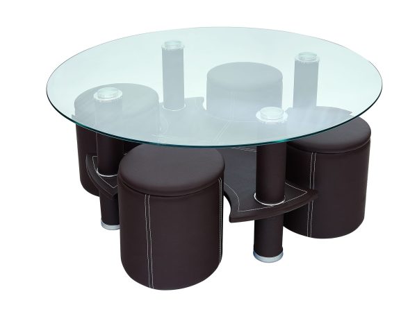 Masuta cafea B18 cu 4 tabureti Negru