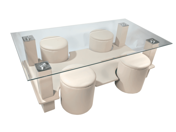 Masuta cafea B21 cu 4 tabureti Crem