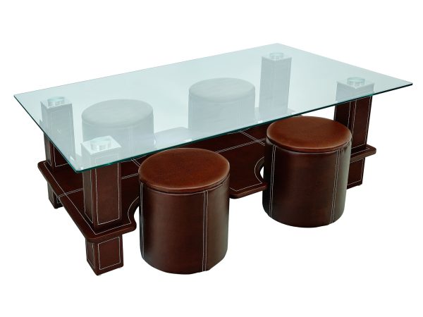 Masuta cafea B21 cu 4 tabureti Maro