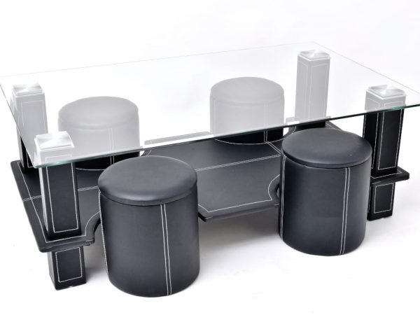 Masuta cafea B21 cu 4 tabureti Negru