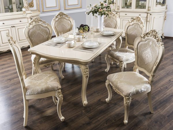 Set masa cu 8 scaune Gioconda, Crem
