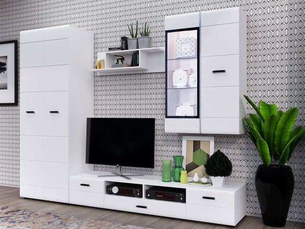 Living Nensi 2, MDF, Alb lucios