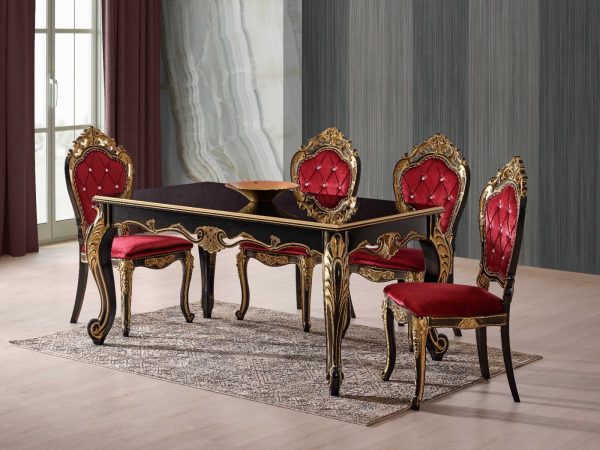 Set masa cu 6 scaune Deluxe 408, Negru & Rosu