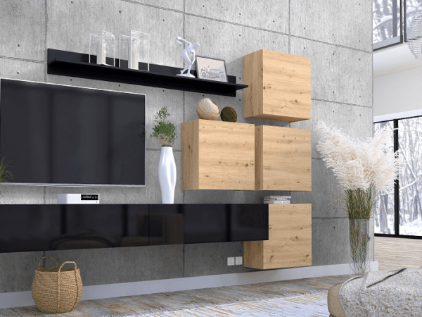 Living Mina, Stejar artisan & Negru lucios