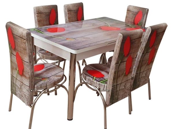 Set masa extensibila cu 6 scaune Milano, Flower 3