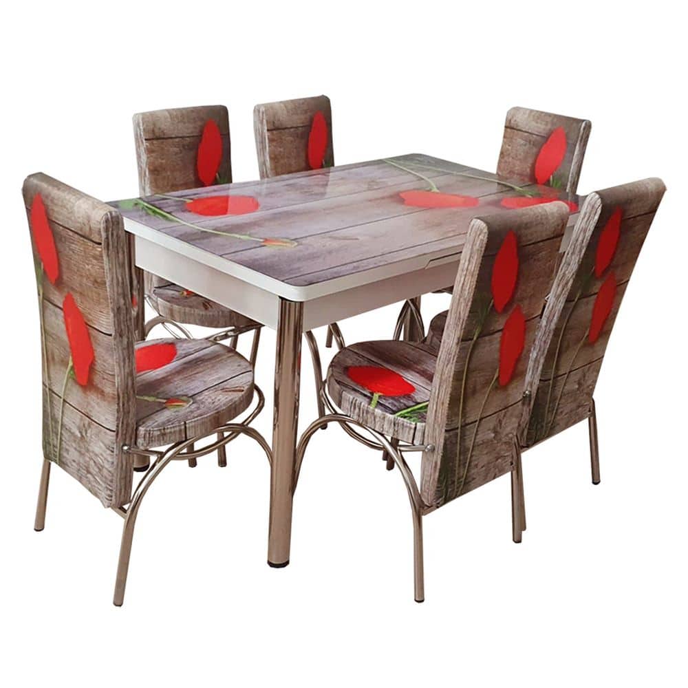 34C930DA-FD2E-49FA-8CF2-D60EC29C987A Set masa extensibila cu 6 scaune Milano, Flower 3 - imagine 1