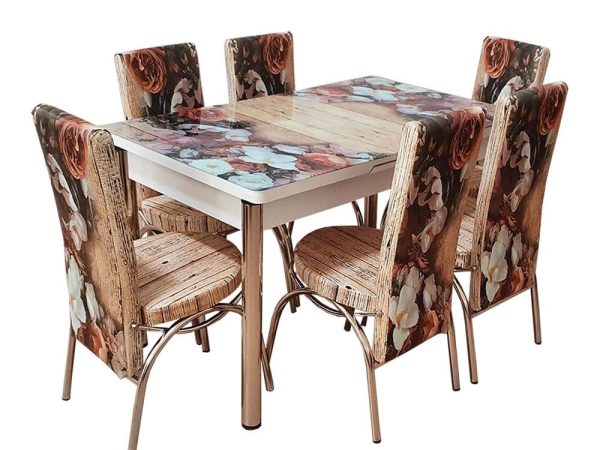 Set masa extensibila cu 6 scaune Milano, Flower 1