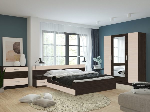 Dormitor Lesi, Wenge/Mesteacan