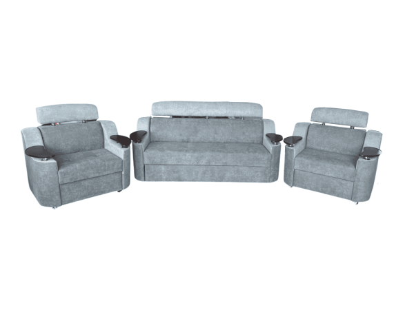 Set canapea cu 2 fotolii Silver, Gri inchis/Gri deschis