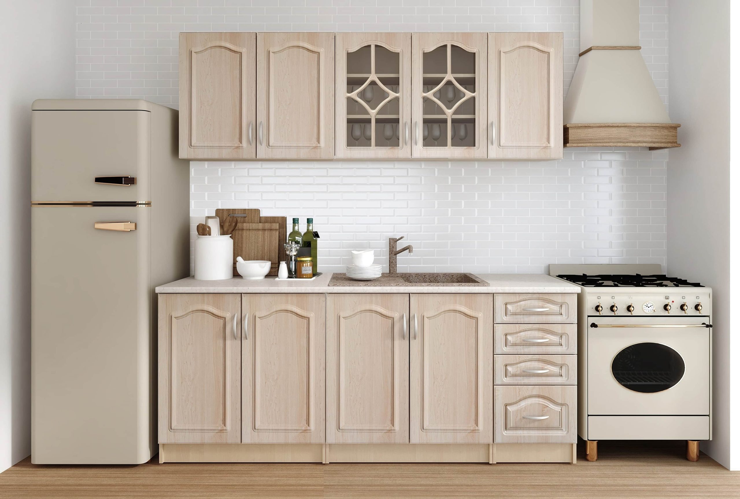 bucatarie-olea-mebel-2m-mesteacan-cu-blat-intreg Bucatarie Olea II 2,0 m, Mesteacan - imagine 1