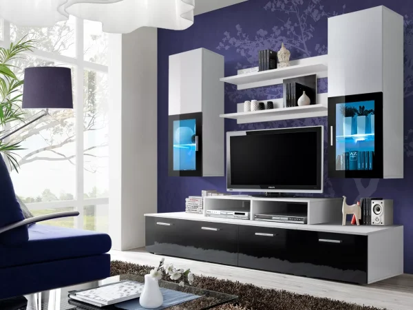 Living Mini, Alb/Negru lucios