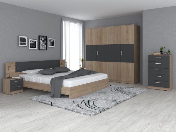 Dormitor Betis, Sonoma & Gri Grafit