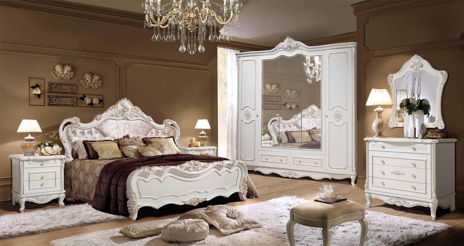 dormitor-rosa-5k-ivory Dormitor Rosa MDF 5 usi, Alb - imagine 1