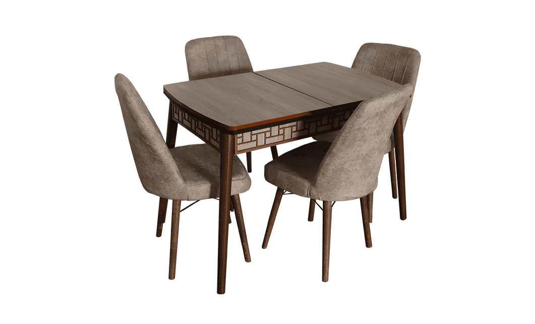 set-masa-sonoma-cu-4-scaune-kare Set masa cu 4 scaune Kare, Sonoma / Scaune stofa bej - imagine 1