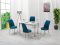Set masa cu 4 scaune Sonia, Blat marmorat Alb / Scaune stofa Albastra - imagine 2