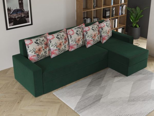 Coltar extensibil Primo XL, 310x160x85cm, Verde catifea