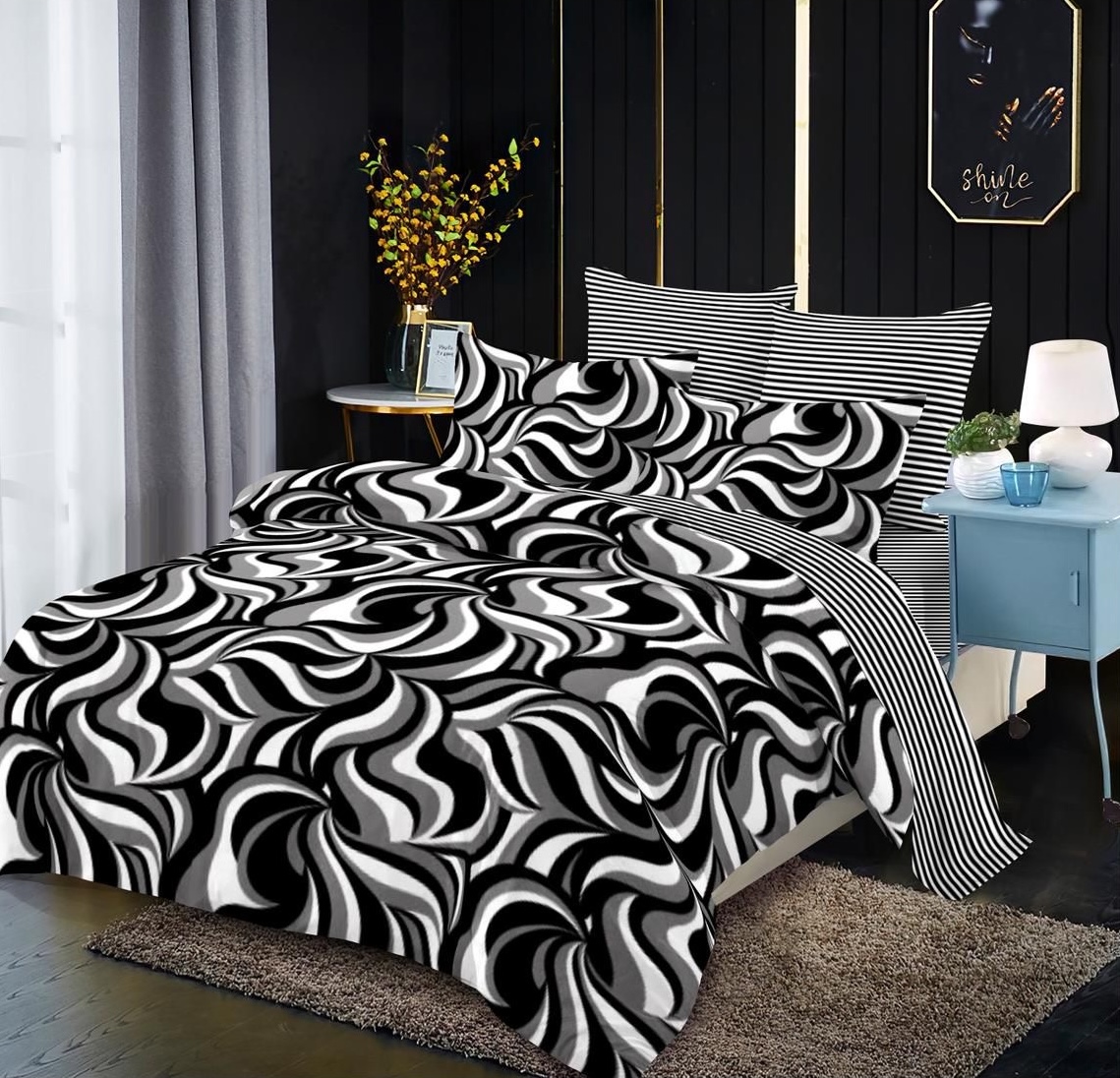 lenjerie-pat-gri-c832 Lenjerie de pat Finet Gros, 6 piese, Gri C832 - imagine 1