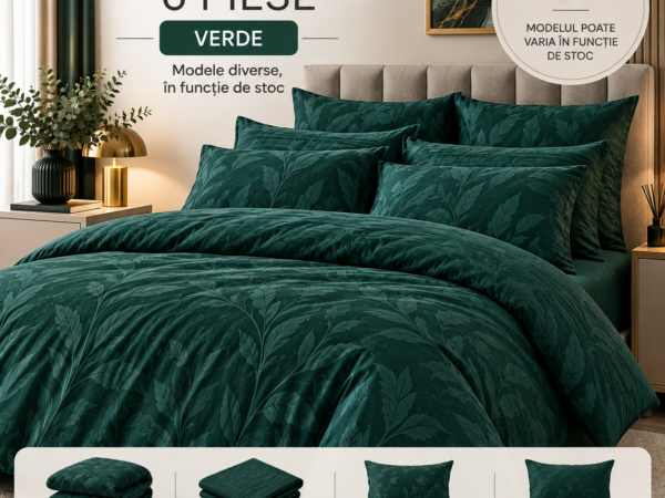 Lenjerie de pat Finet Gros, 6 piese, Verde