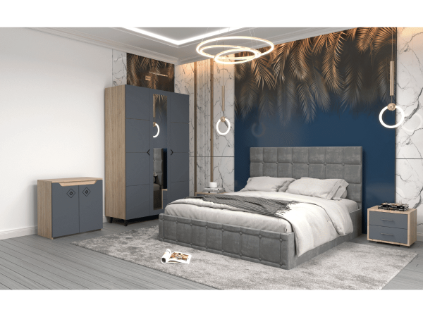 Set dormitor Sigma, Sonoma/Gri, configuratia 2