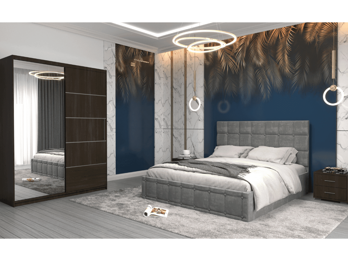 set-dormitor-royal-wenge_gri Set dormitor Royal, Wenge/Gri - imagine 1