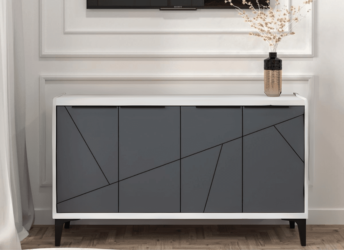 comoda-design-albgrafit Comoda Design, 4 usi, Alb/Gri grafit - imagine 1