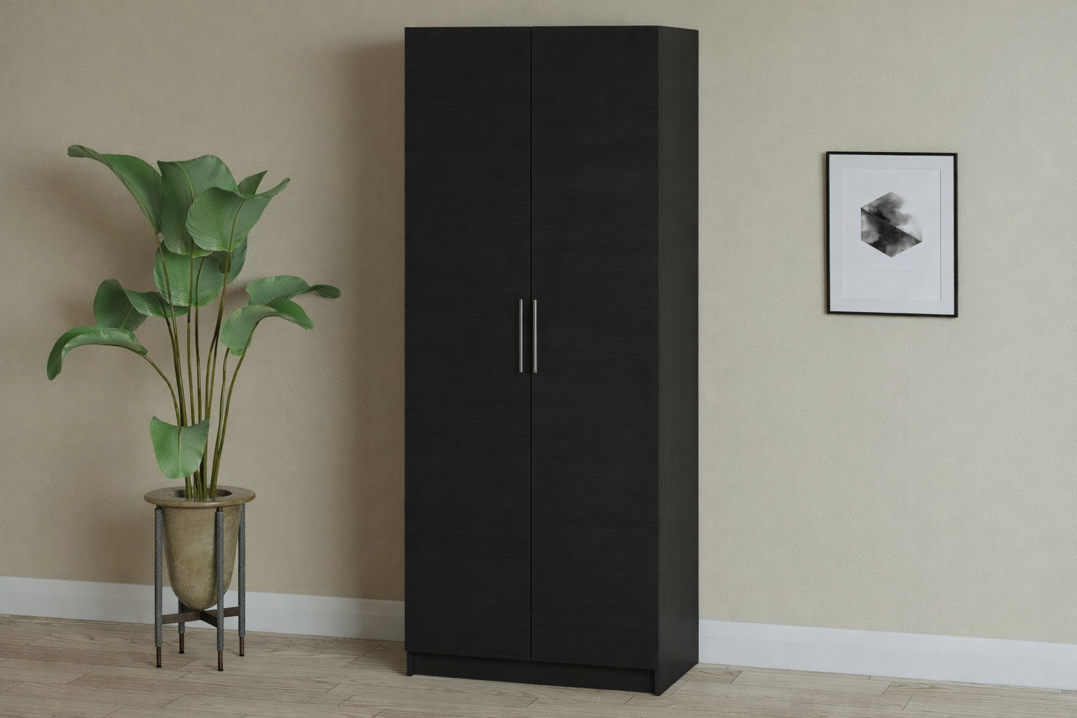 dulap-iris-2u-lemn:negru Dulap Iris 2 usi cu despartitor, 80 cm, Lemn negru - imagine 1