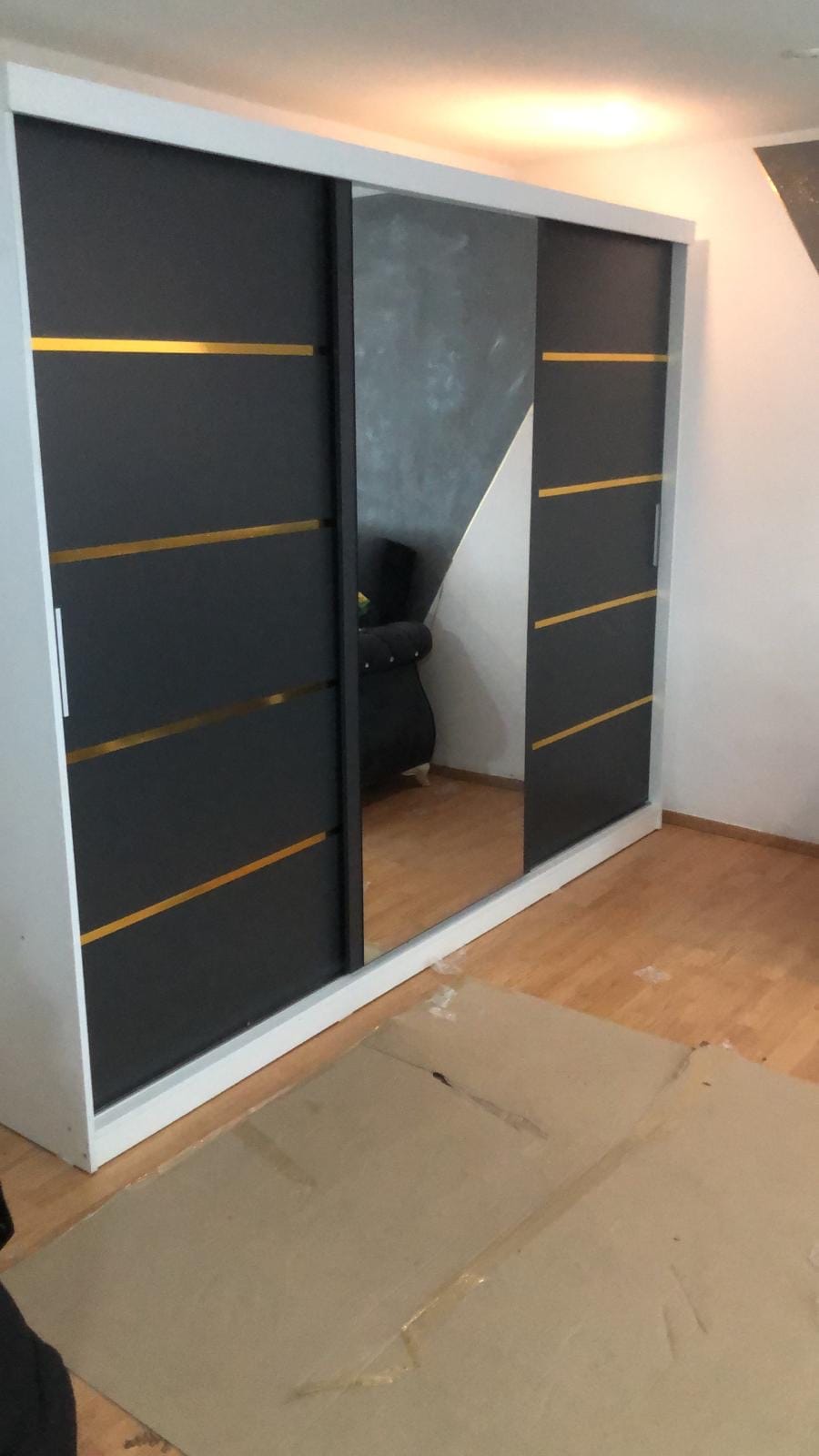 Click to view full screen Dulap dressing Atlantic 3 usi, 250 cm, Alb/Gri photo review