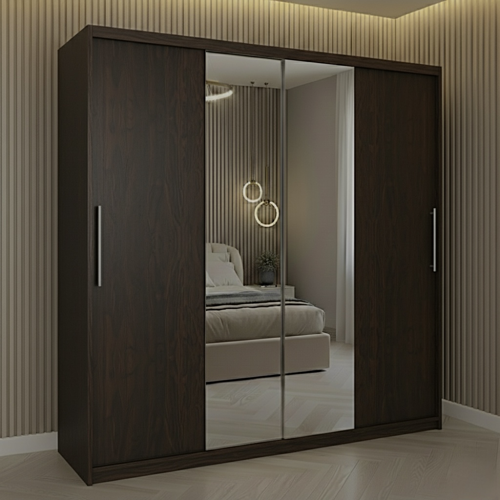 DUL-LND200-WEN Dulap dressing Londra 2 usi cu oglinda, 200 cm, Wenge - imagine 1