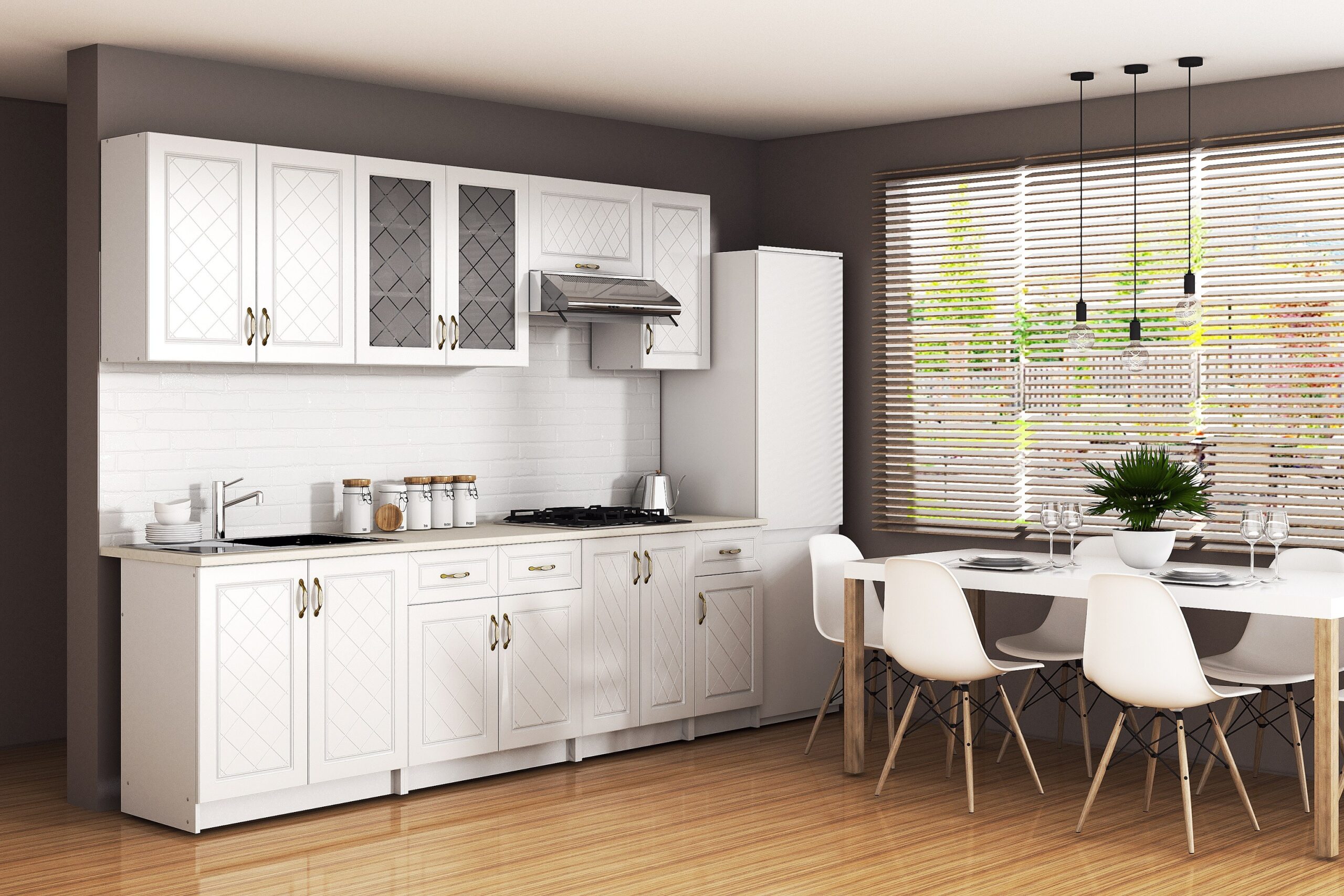 bucatarie-irene-ro-mdf-26m Bucatarie Irene MDF, 260 cm, Alb - imagine 1