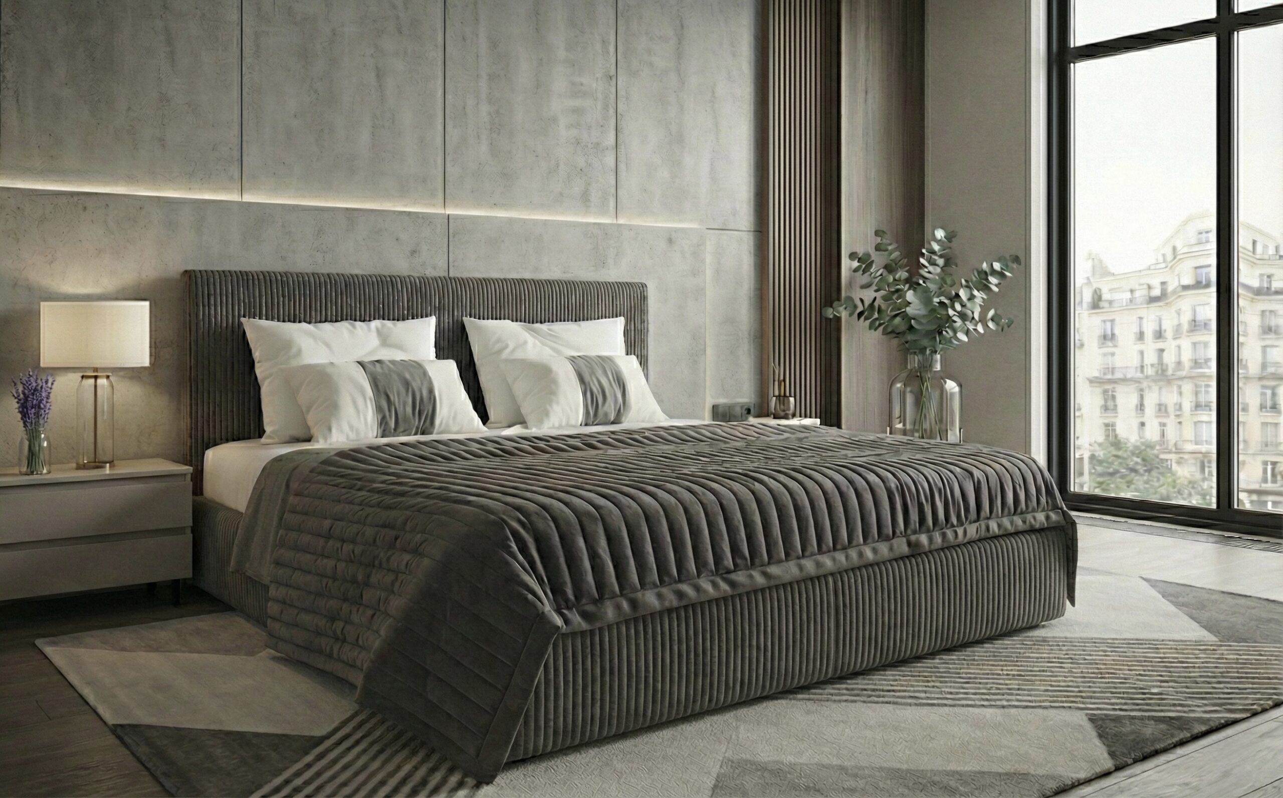 pat-malibu-gri-160 Pat tapitat Malibu 180x200 cm, Gri - imagine 1