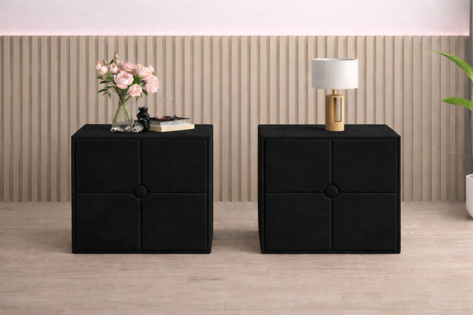 set-noptiere-royal-negru Set 2 noptiere Royal, Negru - imagine 1