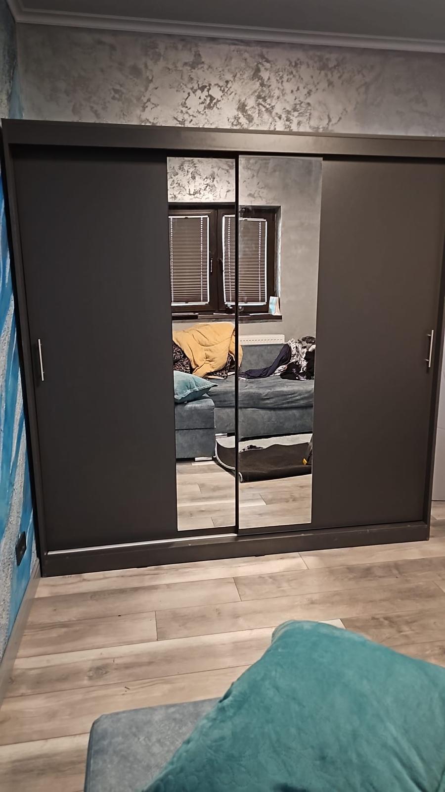 Dulap dressing Londra 2 usi cu oglinda, 200 cm, Gri photo review