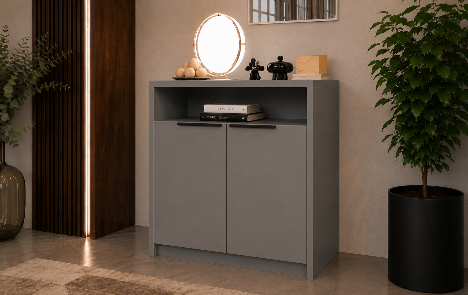 Comoda Vela, 2 usi, Gri grafit